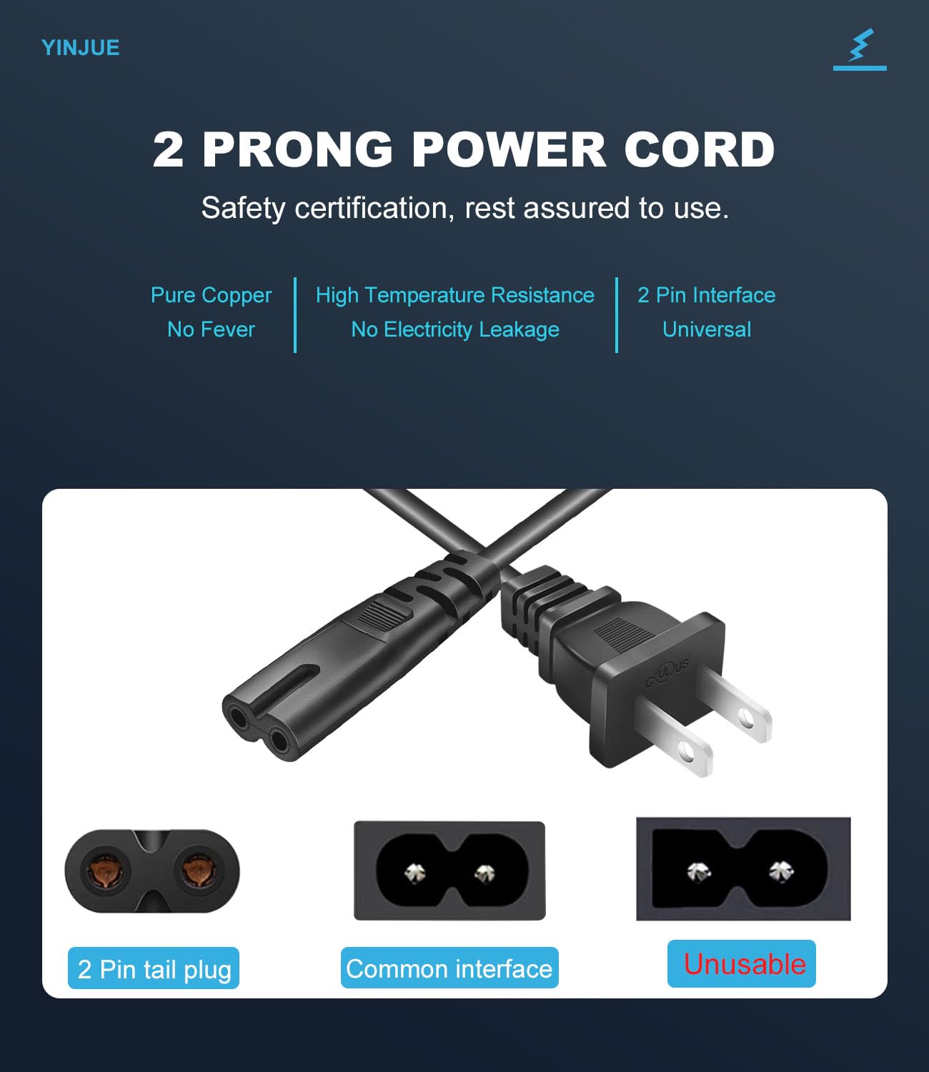 Amazon.com: TV Power Cord Cable fit for Hisense TV 50H8C 50H6C